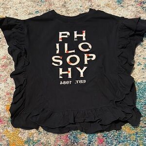 Philosophy Kids Black Ruffle Top